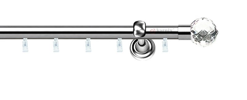Kovové garnýže jednořadé 19mm - ASPEN BELUNA CRYSTAL nerezové