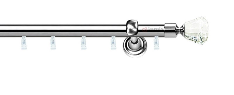 Kovové garnýže jednořadé 19mm - ASPEN CLAREX CRYSTAL nerezové