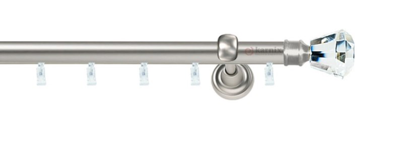 Kovové garnýže jednořadé 19mm - ASPEN CLAREX CRYSTAL chromované