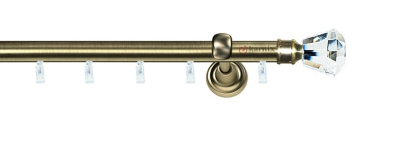 Kovové garnýže jednořadé 19mm - ASPEN CLAREX CRYSTAL mosazné