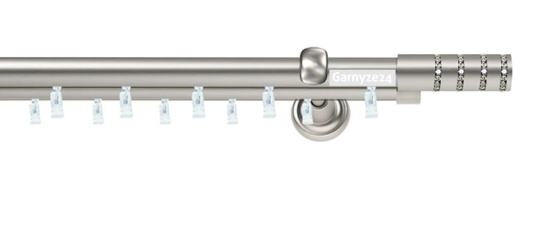 Chromovaná garnýž ASPEN ROSETTI CRYSTAL, dvouřadá konstrukce s tyčemi 19 mm. Vhodná pro moderní i klasické interiéry.