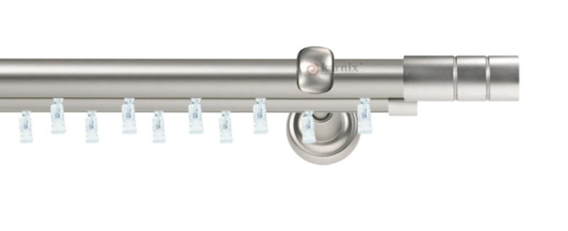Dvouřadá garnýž ASPEN Cylinder, chrom. Průměr tyčí 25 a 19 mm pro pohodlné věšení záclon. Montáž na zeď.
