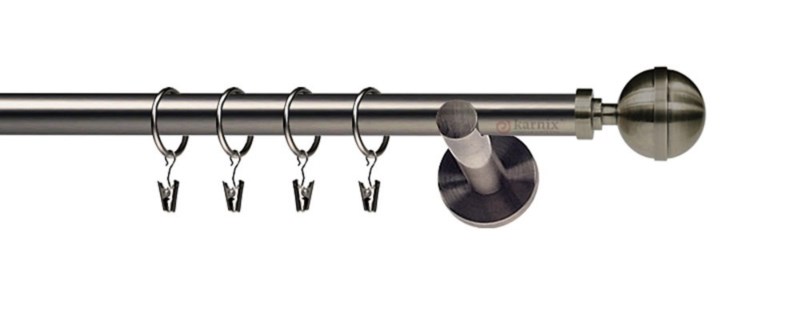 Jednořadá garnýž NEO Koule Elegant v antracitu, tyč 19 mm. Odolný kovový systém s montážní sadou pro instalaci na zeď.