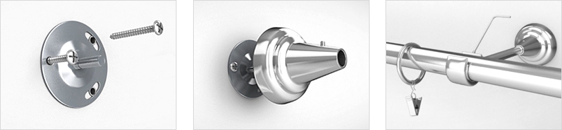 Kovová garnýž Roma Beluna Crystal v nerezovém provedení, průměr 25 mm. Montáž na zeď s nastavitelnou konzolou.