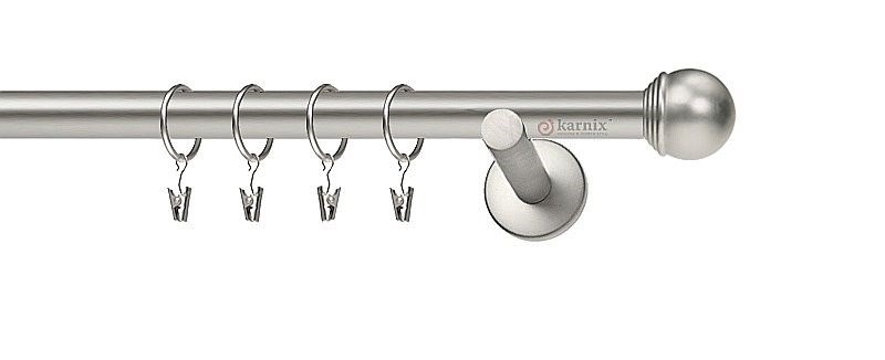 Model KNOFLÍK MAX v chromu, průměr tyče 16 mm. Jednořadá kovová garnýž včetně montážního materiálu pro uchycení na stěnu.