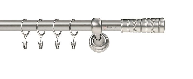 Kovová garnýž Torino v chromu, průměr tyče 16 mm. Jednořadé provedení s montáží na zeď a galvanizovanou úpravou.