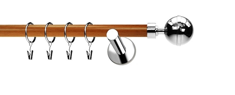Garnýž Extra Koule Elegant s tyčí 19 mm. Nerezové doplňky a tyč v barvě třešeň. Určeno pro montáž na zeď.