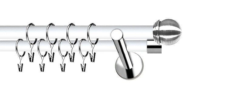 Kovová garnýž Extra Knoflík, dvouřadé provedení s průměrem 19 mm. Kvalitní galvanizace zaručuje odolnost. Montáž na stěnu.