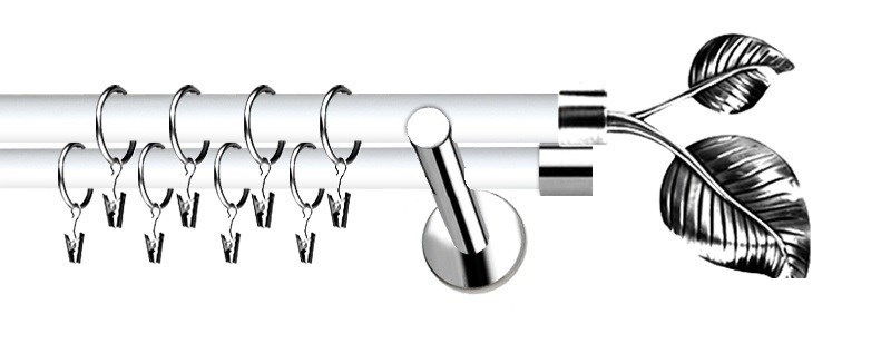 Dvouřadý set garnýží Extra List, průměr tyčí 19 mm. Kvalitní galvanizovaný povrch, montážní materiál součástí balení.