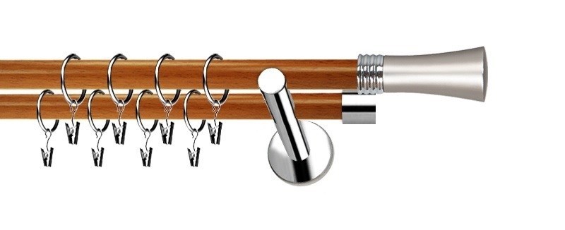 Garnýž Extra Fiona, dvouřadý kovový model 19 a 19 mm. Nerezová ocel v kombinaci s třešní. Montážní materiál přiložen.