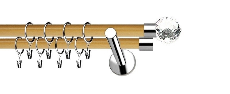 Dvouřadá kovová garnýž Extra Beluna Crystal s tyčemi 19 mm. Galvanizovaný povrch pro dlouhou životnost. Montáž na zeď.