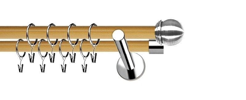 Dvouřadá garnýž Extra Knoflík, tyče 19 mm. Kvalitní galvanizovaný kov. Balení obsahuje vše pro montáž na zeď.