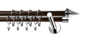 Dvouřadá garnýž Extra Kužel Elegant, průměr tyčí 19 mm. Kvalitní nerezová ocel v kombinaci s dekorem wenge.