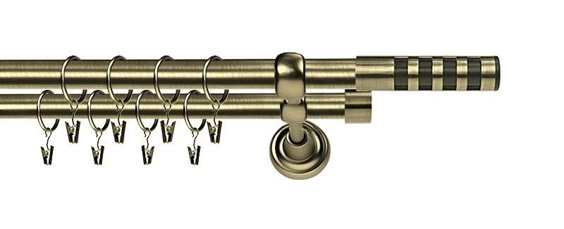 Dvouřadá garnýž Roma Dakota Premium v mosazném provedení. Tyče 16 a 16 mm, kvalitní galvanizovaný povrch.