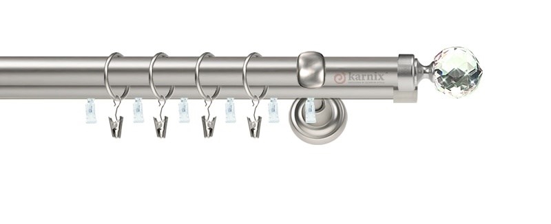 Kovová garnýž Beluna Crystal Plus, chrom. Průměry tyčí 25 a 19 mm. Drážka pro záclony zajišťuje volný pohyb. Montáž na zeď.