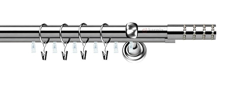 Kovová garnýž Rosetti Crystal Plus v nerezovém provedení. Dvojitý tyčový systém 25 a 19 mm pro praktické zavěšení.