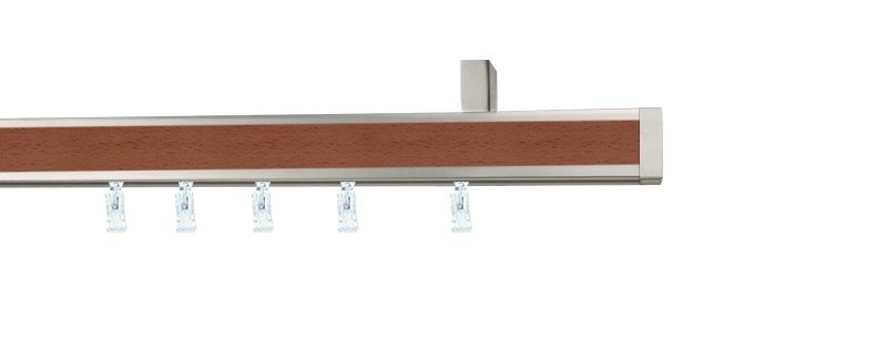 Garnýž Aveno Malibu v dekoru třešeň. Jednořadá hliníková lišta 31x13 mm, vhodná pro montáž na zeď i strop.