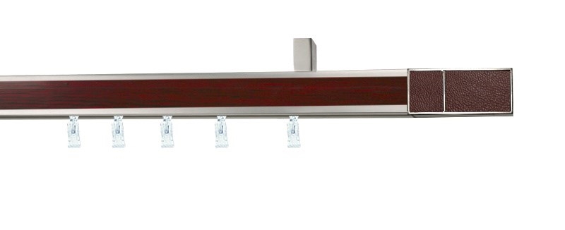 Hliníkový profil 31×13 mm, garnýž Aveno Croco v hnědé barvě s mahagonem. Určeno pro montáž na stěnu nebo strop.